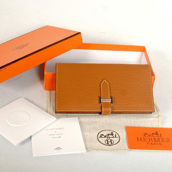 High Quality Hermes Bearn Japonaise Original Leather Wallet H8022 Camel Fake - Click Image to Close